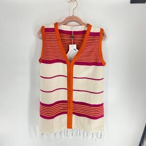 Laurence Heller Pink Orange Boho Tunic Dress NWT Womens Large